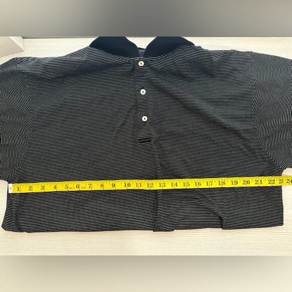 Peter Millar Polo Shirt Size XL Golf White Pin Stripe Black Cotton Collared - Picture 5 of 6